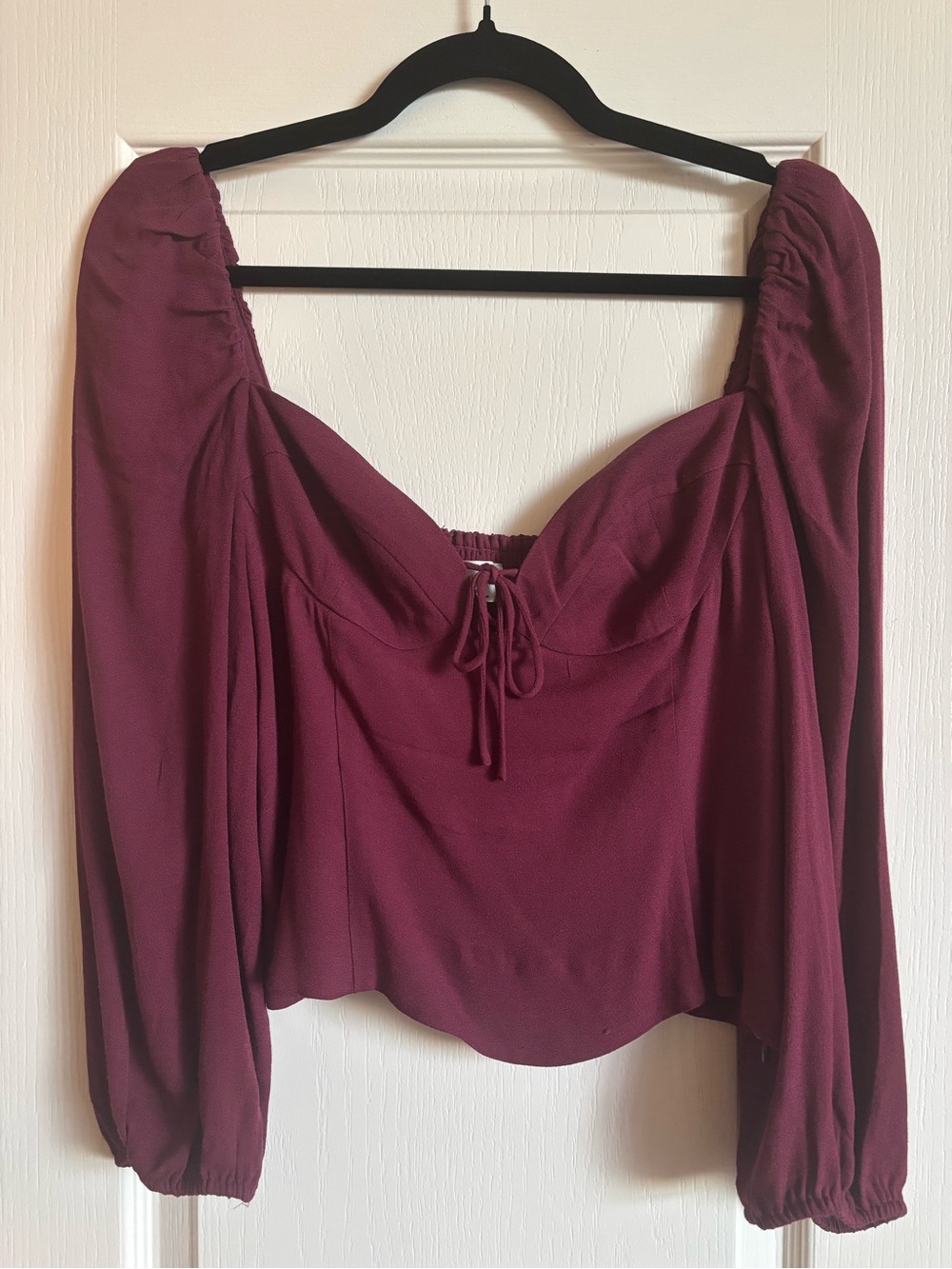 Aritzia Wilfred Wine Puff-Sleeve Tie-Front Blouse